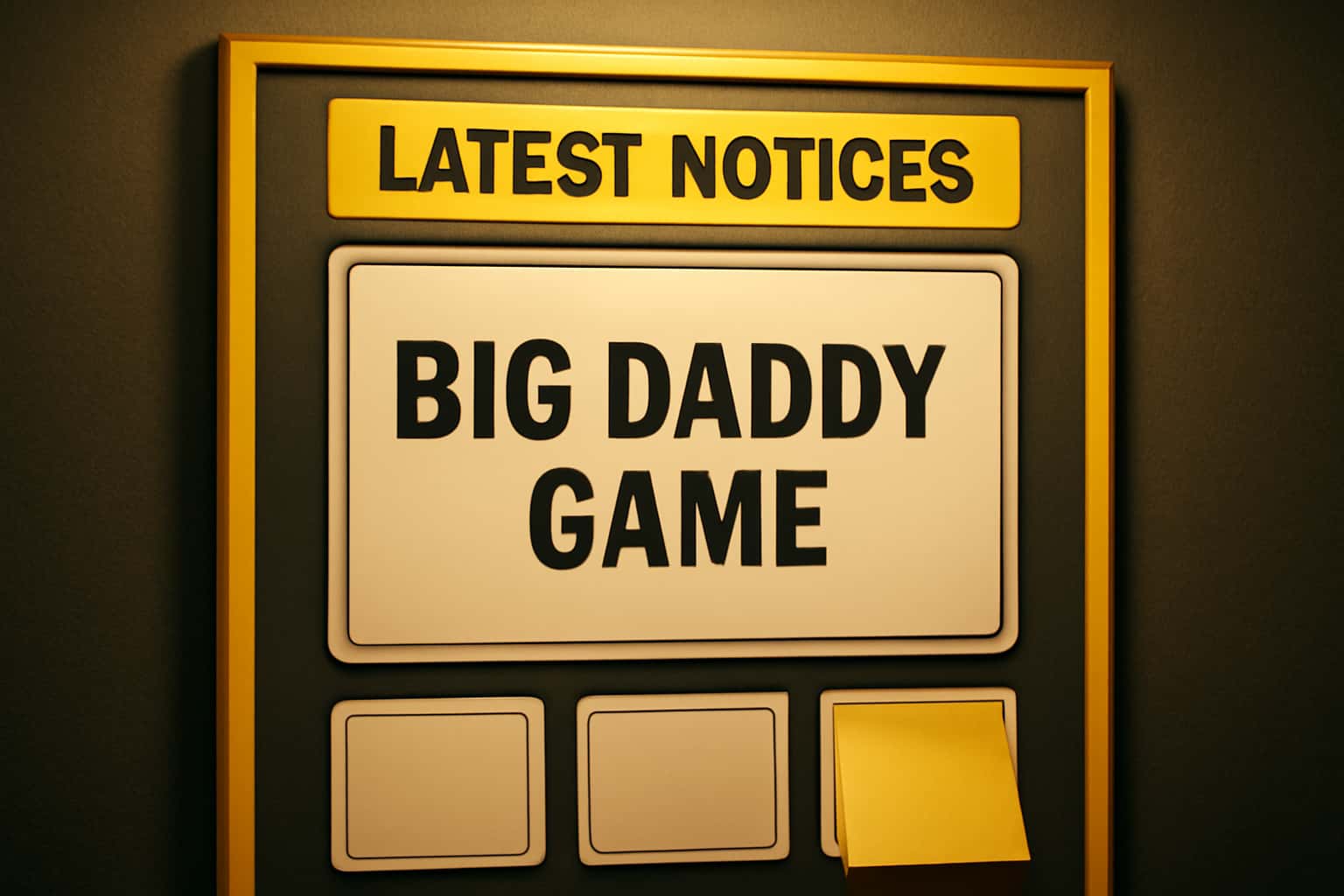 Informational scene about Latest Big Daddy Game Notices with clear text.