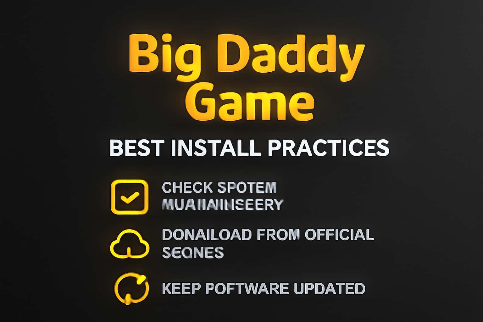 Informational scene about Big Daddy Game installation practices.