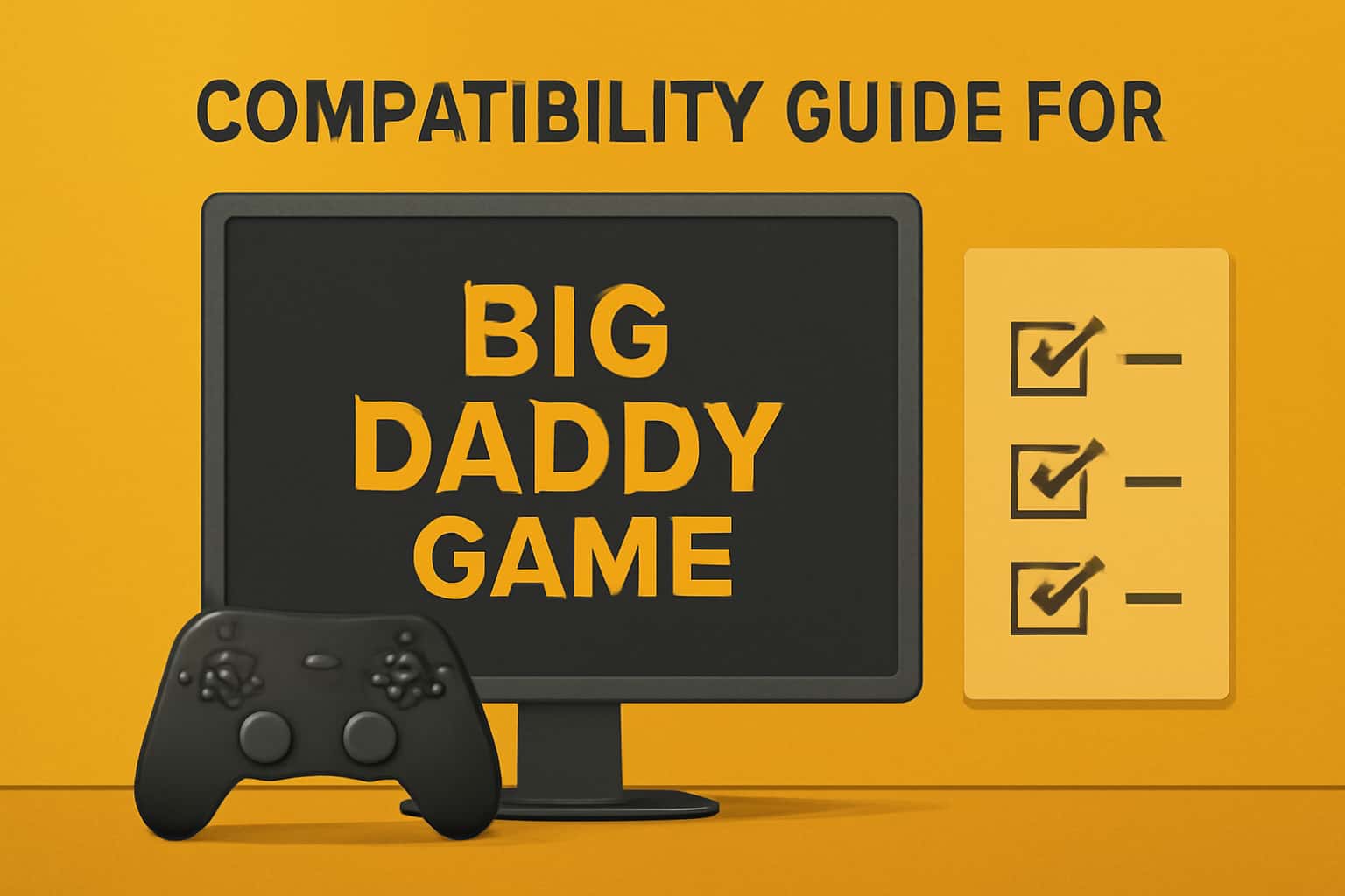 A visual representation of the Compatibility Guide for Big Daddy Game featuring important technical specifications.