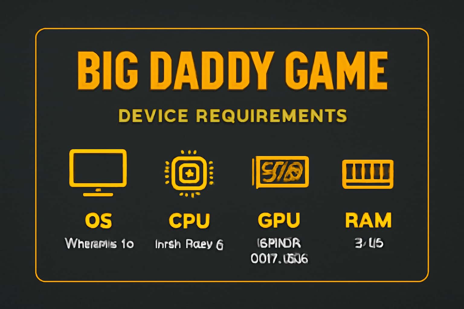 Informational scene depicting device requirements for Big Daddy Game.