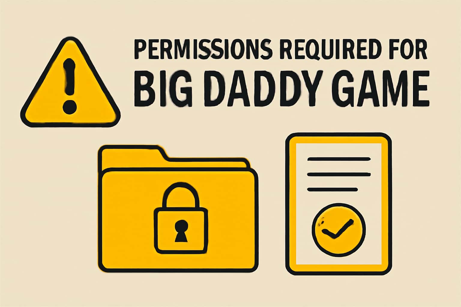 Neutral informational scene about the permissions required for Big Daddy Game