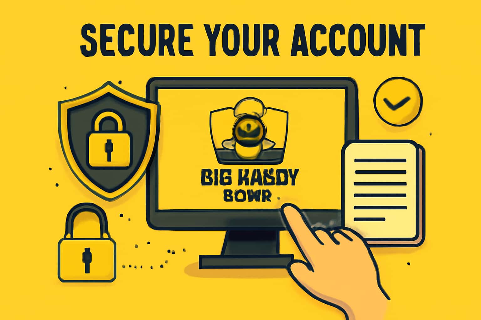 An informational scene illustrating the security measures for your Big Daddy Game account.