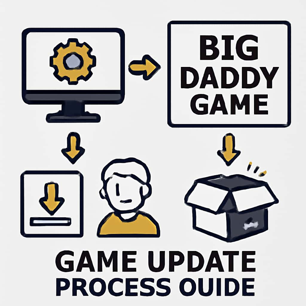 Illustration detailing the update process for the Big Daddy Game app.
