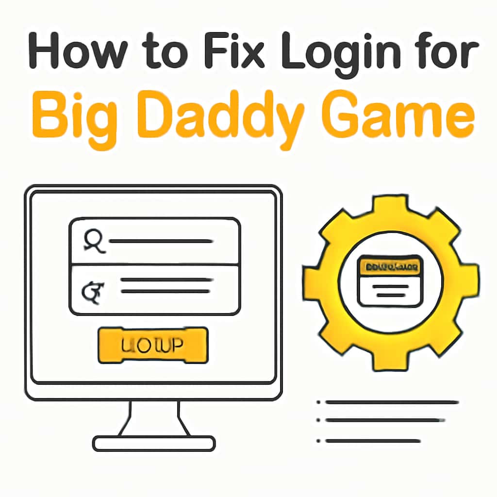 An educational illustration related to resolving login issues in Big Daddy Game.