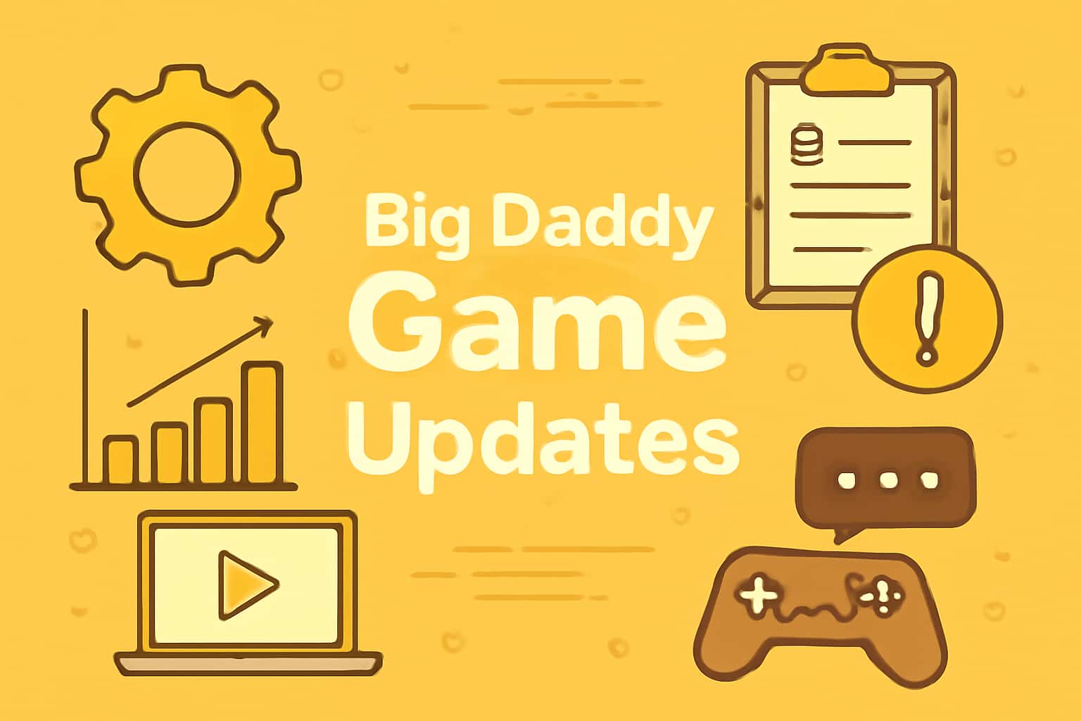 An informational scene about Big Daddy Game updates featuring the text clearly.